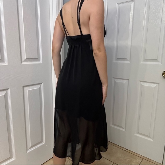 Vintage Lingerie Slip Dress Sheer Mesh Black Gothic Sequin Fairy Coquette Medium - Picture 2 of 6